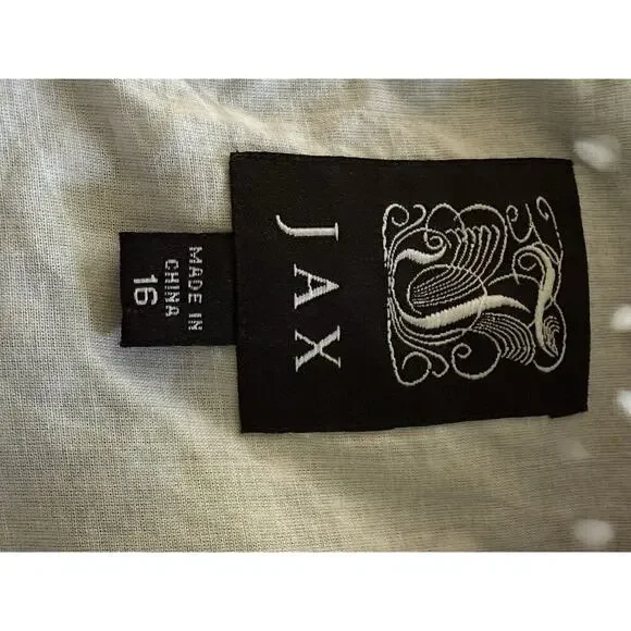 Jax Womens Sleeveless Eyelet Dress Size 16 Ric Rac Lines Black White Cocktail - Picture 7 of 10